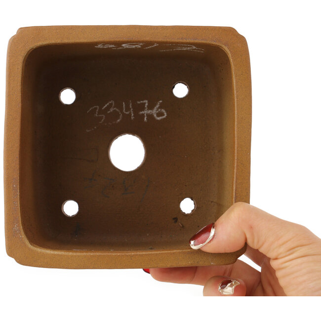Maceta cuadrada sin esmaltar para bonsái de Shibakatsu - 125 x 125 x 87 mm