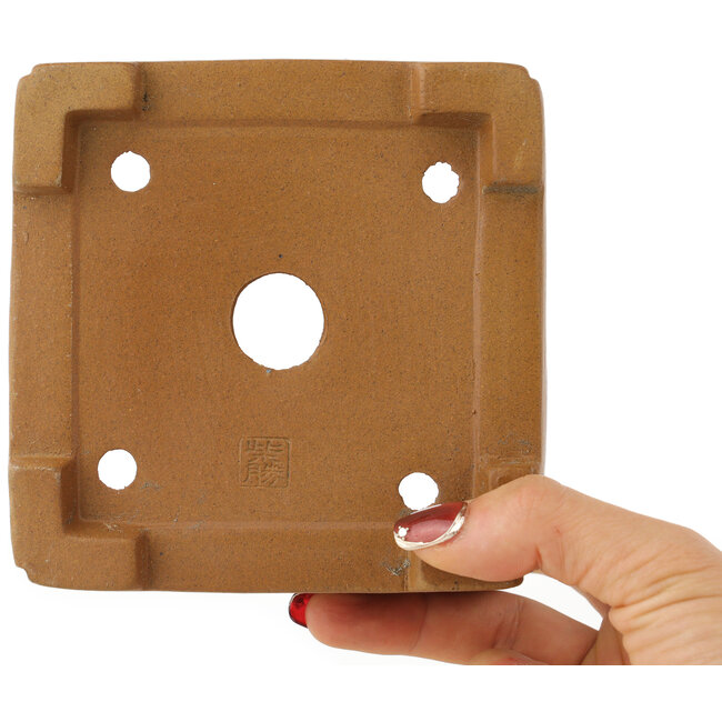 Maceta cuadrada sin esmaltar para bonsái de Shibakatsu - 125 x 125 x 87 mm