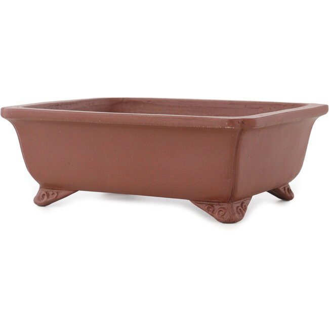 Pot à bonsaï rectangulaire non émaillé de Shibakatsu - 185 x 155 x 65 mm