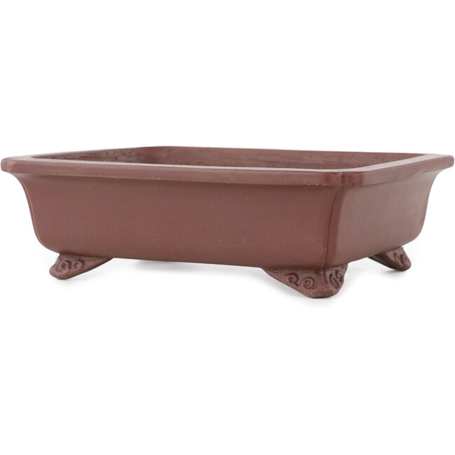 Pot à bonsaï rectangulaire non émaillé de Shibakatsu - 185 x 150 x 55 mm