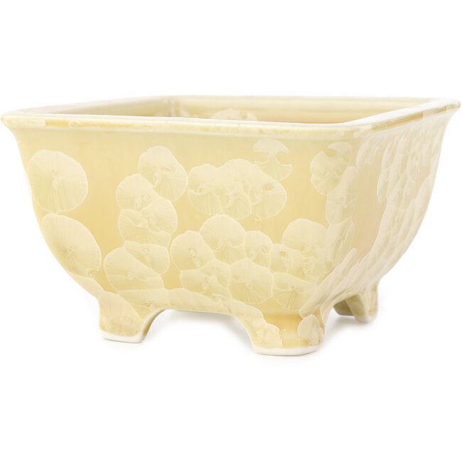 Vierkante beige bonsai pot van Heian Kosen - 135 x 135 x 80 mm