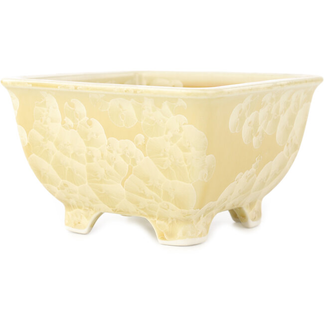 Square beige bonsai pot by Heian Kosen - 135 x 135 x 80 mm