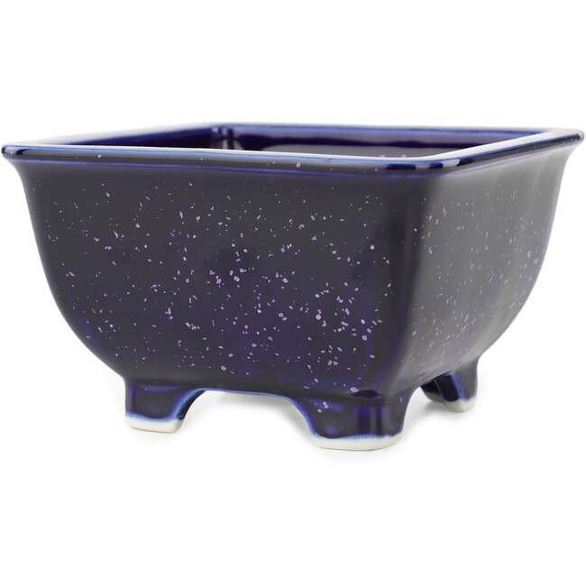 Vierkante blauwe en paarse bonsaipot van Heian Kosen - 135 x 135 x 80 mm