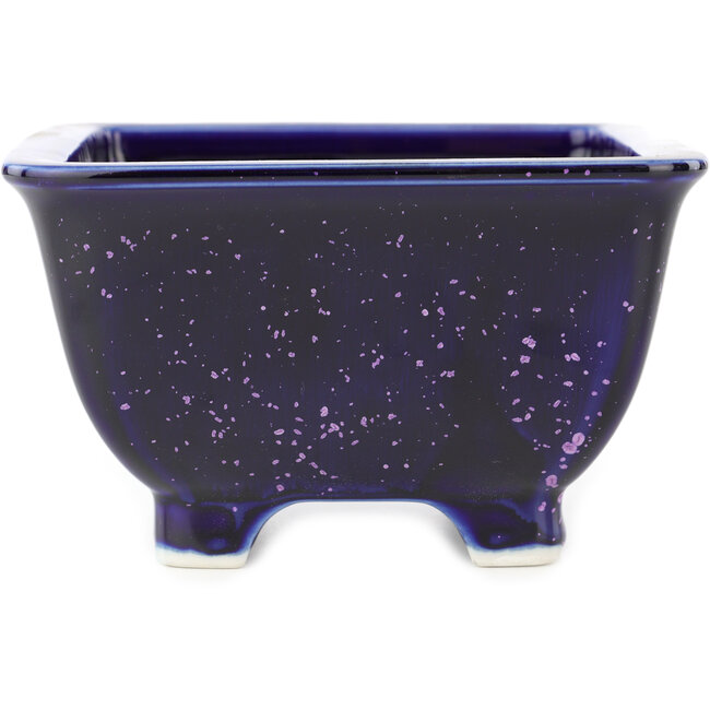 Vaso bonsai quadrato blu e viola di Heian Kosen - 135 x 135 x 80 mm