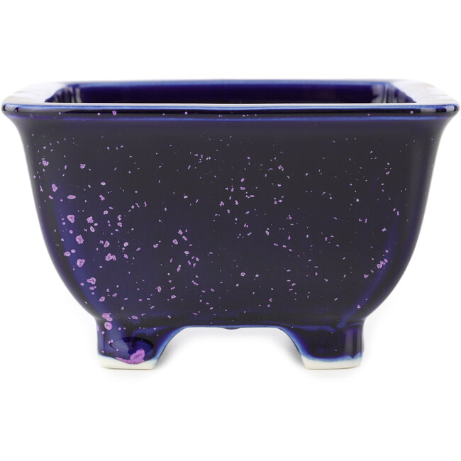 Vierkante blauwe en paarse bonsaipot van Heian Kosen - 135 x 135 x 80 mm