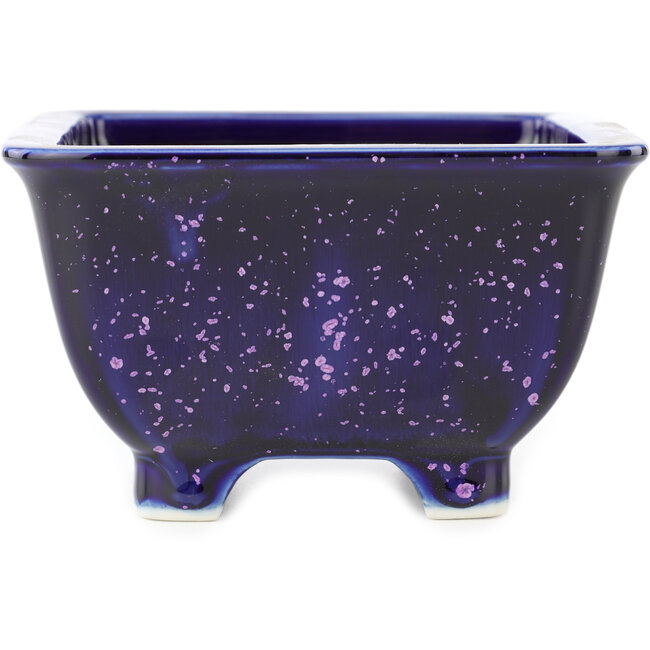 Vaso bonsai quadrato blu e viola di Heian Kosen - 135 x 135 x 80 mm