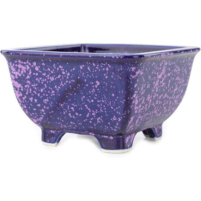 Square blue and purple bonsai pot by Heian Kosen - 135 x 135 x 80 mm