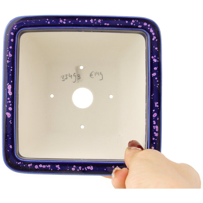 Maceta cuadrada azul y violeta para bonsái de Heian Kosen - 135 x 135 x 80 mm