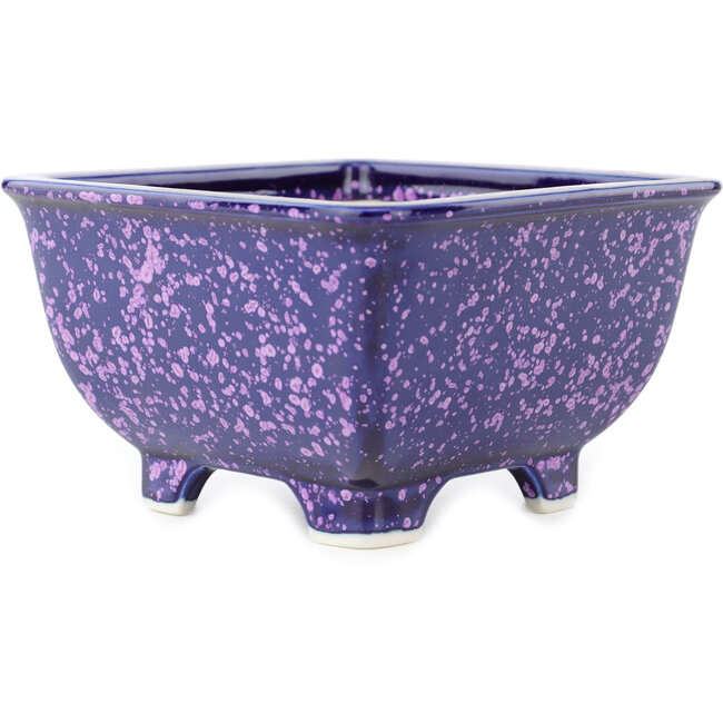 Vierkante blauwe en paarse bonsaipot van Heian Kosen - 135 x 135 x 80 mm
