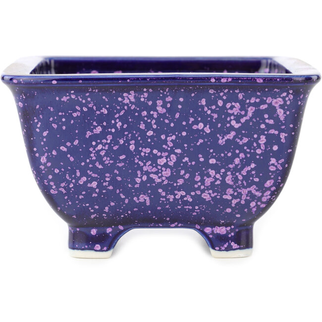 Vierkante blauwe en paarse bonsaipot van Heian Kosen - 135 x 135 x 80 mm