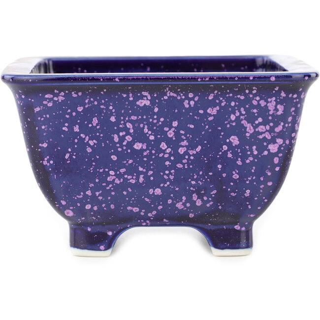 Square blue and purple bonsai pot by Heian Kosen - 135 x 135 x 80 mm