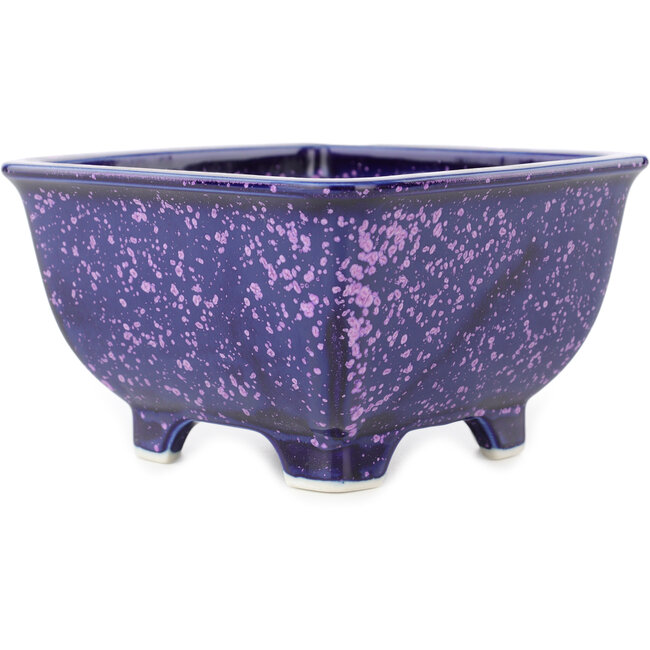 Pot à bonsaï carré bleu et violet de Heian Kosen - 135 x 135 x 80 mm