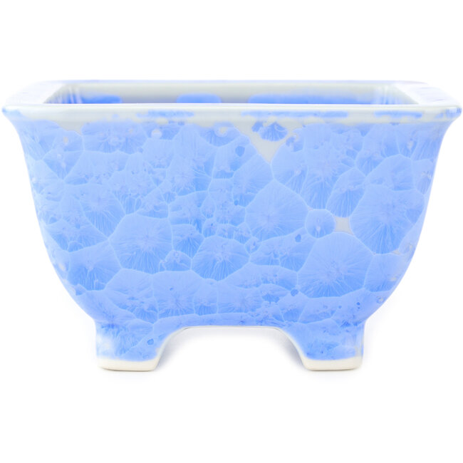 Square blue bonsai pot by Heian Kosen - 135 x 135 x 80 mm