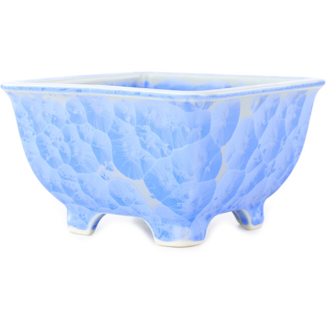 Square blue bonsai pot by Heian Kosen - 135 x 135 x 80 mm