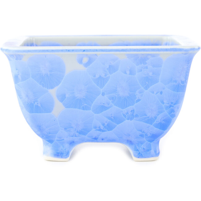 Square blue bonsai pot by Heian Kosen - 135 x 135 x 80 mm