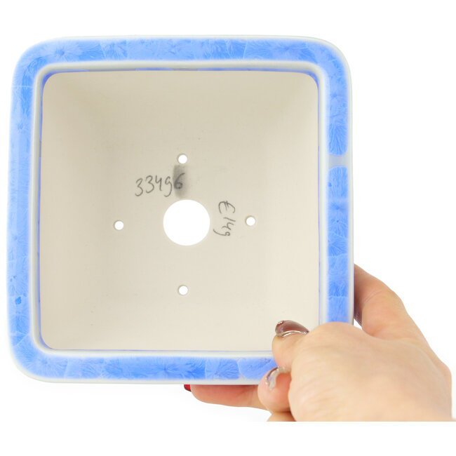 Maceta cuadrada azul para bonsái de Heian Kosen - 135 x 135 x 80 mm