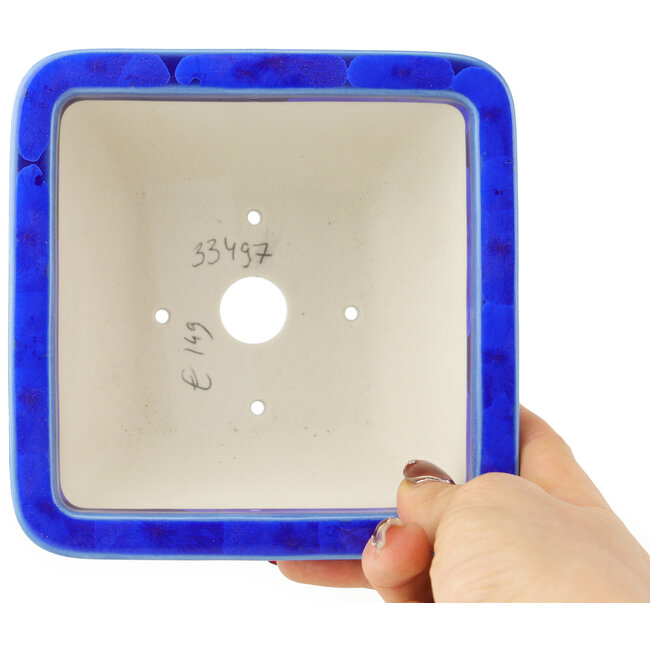 Pot à bonsaï carré bleu foncé de Heian Kosen - 135 x 135 x 80 mm