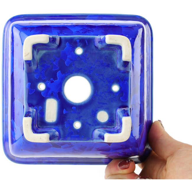 Pot à bonsaï carré bleu foncé de Heian Kosen - 135 x 135 x 80 mm