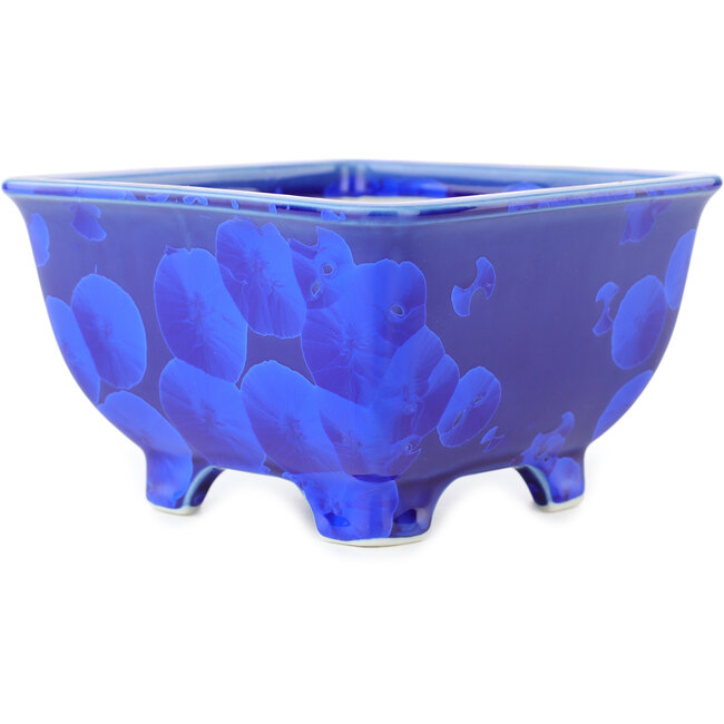 Square dark blue bonsai pot by Heian Kosen - 135 x 135 x 80 mm