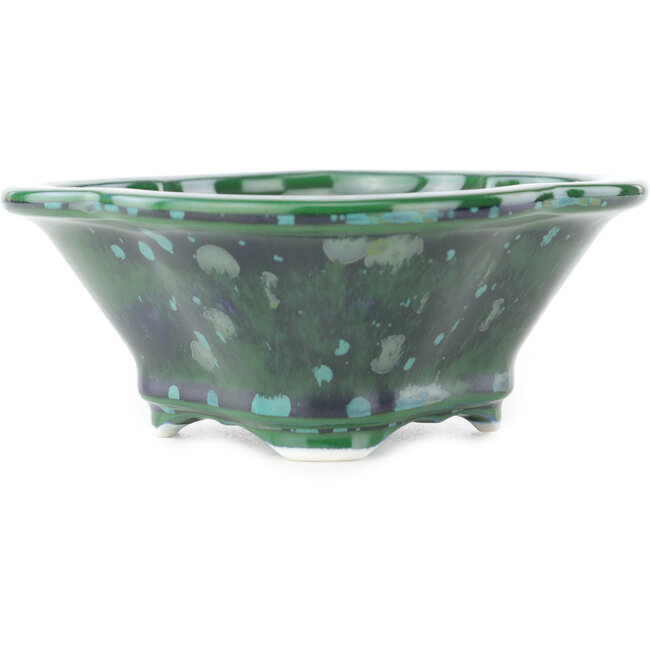 Vaso bonsai Mokko verde e blu di Heian Kosen - 155 x 137 x 55 mm