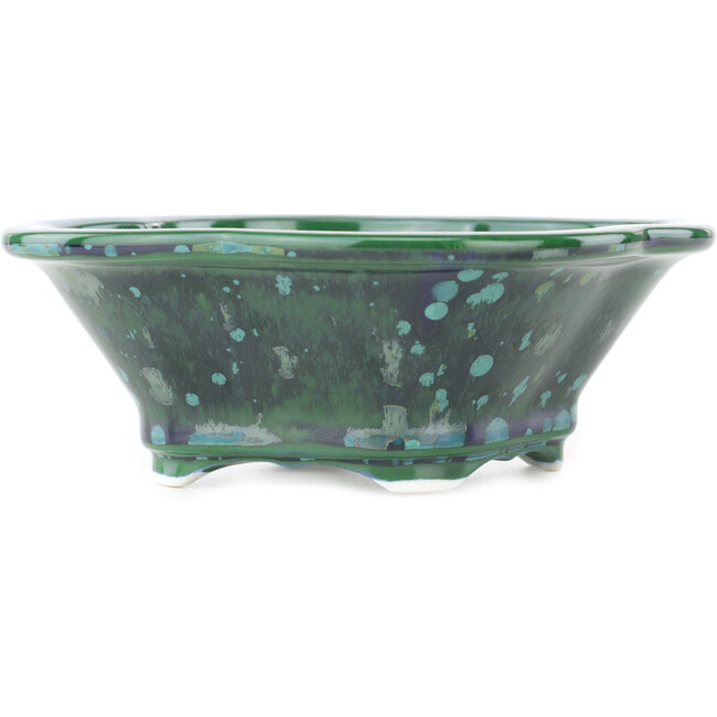 Maceta para bonsái Mokko verde y azul de Heian Kosen - 155 x 137 x 55 mm