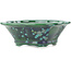 Pot à bonsaï Mokko vert et bleu par Heian Kosen - 155 x 137 x 55 mm