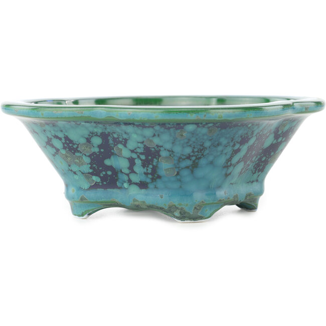 Mokko grüner und blauer Bonsai-Topf von Heian Kosen - 155 x 137 x 55 mm