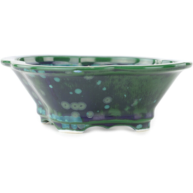 Mokko green and blue bonsai pot by Heian Kosen - 170 x 160 x 57 mm