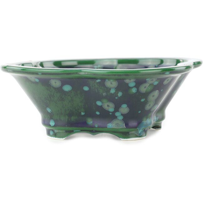 Mokko groene en blauwe bonsai pot van Heian Kosen - 170 x 160 x 57 mm