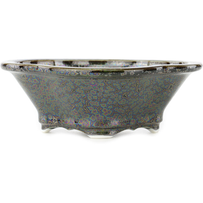 Mokko bruine multicolor bonsai pot van Heian Kosen - 155 x 137 x 55 mm