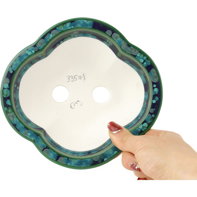 Pot à bonsaï vert et bleu Mokko de Heian Kosen - 170 x 160 x 57 mm