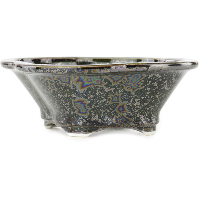Mokko bruine multicolor bonsai pot van Heian Kosen - 155 x 137 x 55 mm