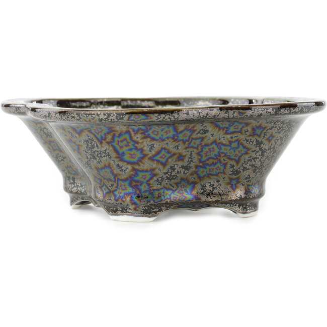 Mokko bruine multicolor bonsai pot van Heian Kosen - 170 x 160 x 57 mm