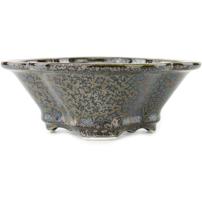 Mokko brown multicolor bonsai pot by Heian Kosen - 170 x 160 x 57 mm