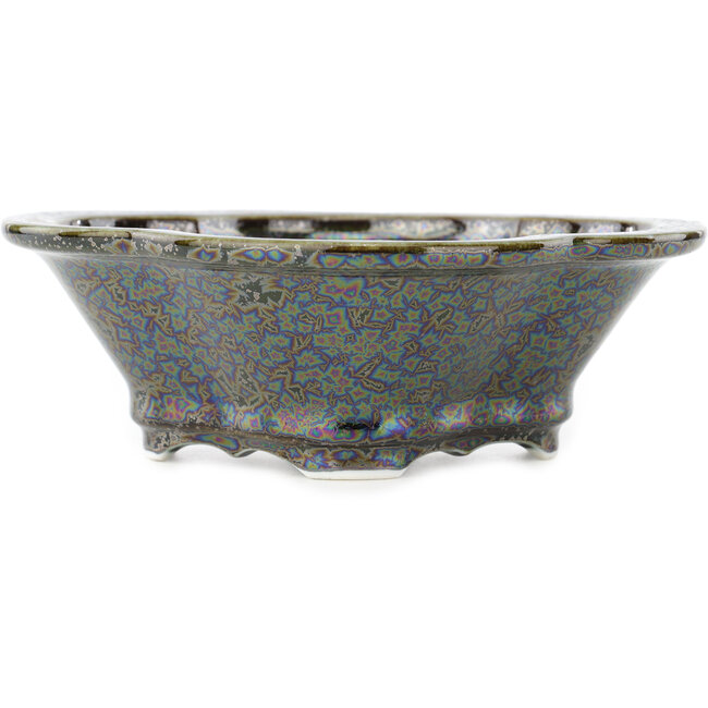 Mokko bruine multicolor bonsai pot van Heian Kosen - 170 x 160 x 57 mm
