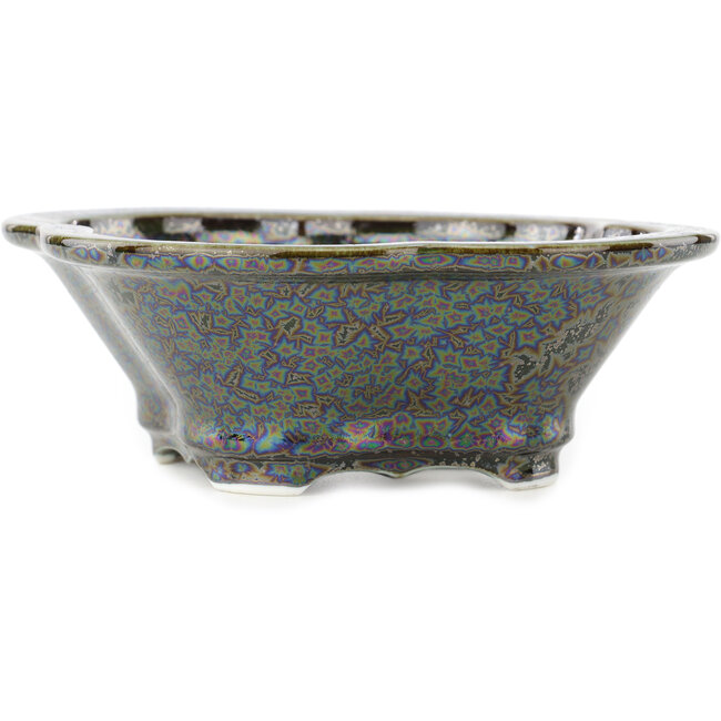 Mokko bruine multicolor bonsai pot van Heian Kosen - 170 x 160 x 57 mm