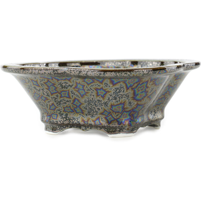 Mokko brown multicolor bonsai pot by Heian Kosen - 170 x 160 x 57 mm
