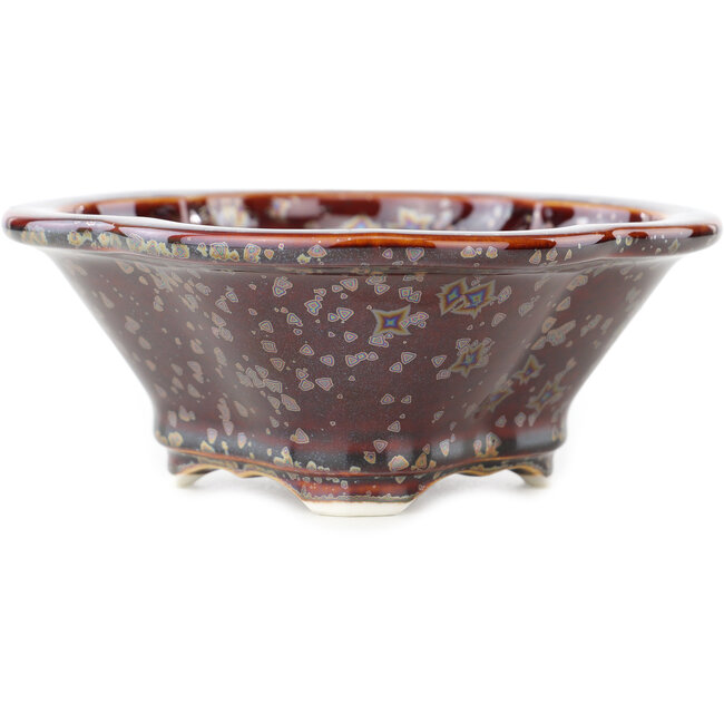 Maceta para bonsái multicolor marrón Mokko de Heian Kosen - 155 x 137 x 55 mm