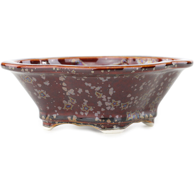 Mokko brown multicolor bonsai pot by Heian Kosen - 155 x 137 x 55 mm