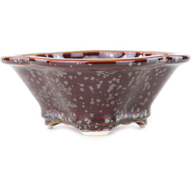 Mokko bruine multicolor bonsai pot van Heian Kosen - 155 x 137 x 55 mm