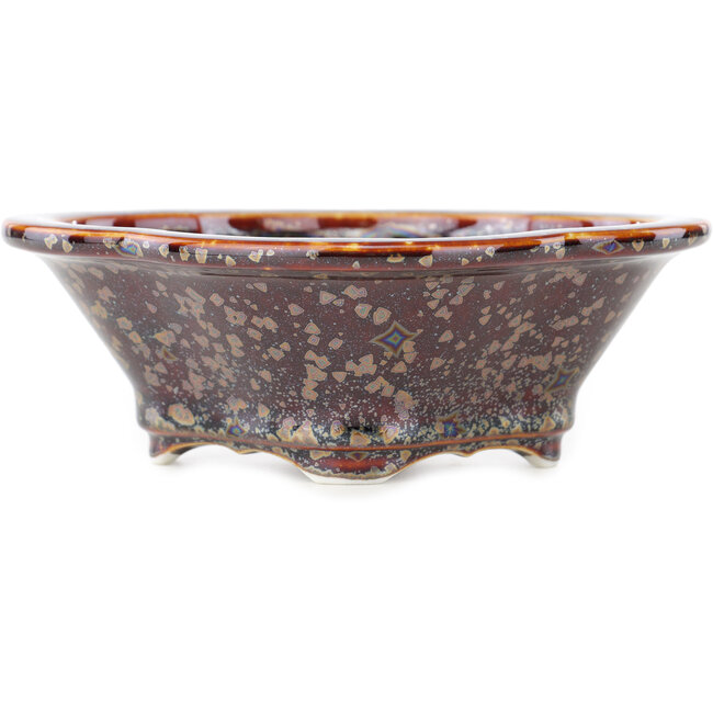 Mokko bruine multicolor bonsai pot van Heian Kosen - 155 x 137 x 55 mm