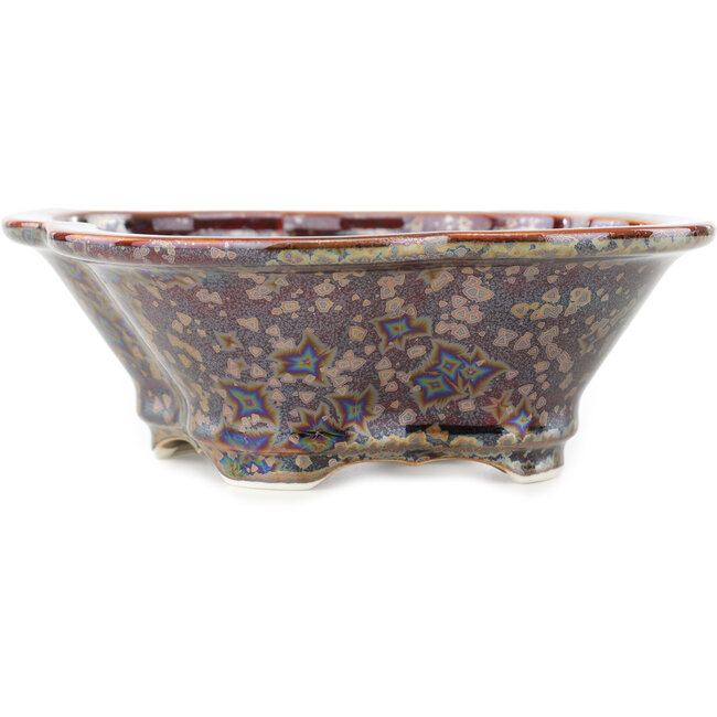 Mokko bruine multicolor bonsai pot van Heian Kosen - 170 x 160 x 57 mm