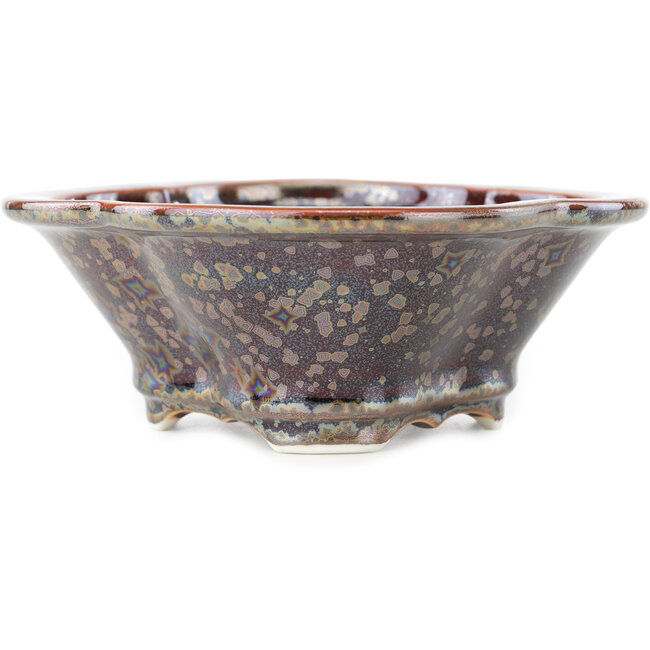 Mokko brown multicolor bonsai pot by Heian Kosen - 170 x 160 x 57 mm