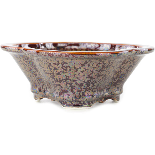 Mokko bruine multicolor bonsai pot van Heian Kosen - 170 x 160 x 57 mm