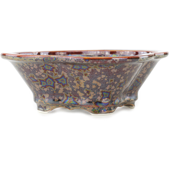 Mokko bruine multicolor bonsai pot van Heian Kosen - 170 x 160 x 57 mm