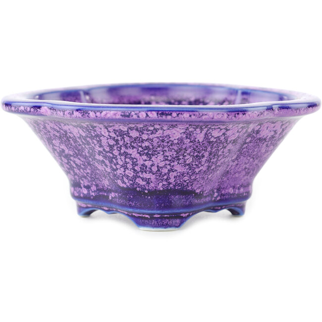 Mokko blauwe en paarse bonsai pot van Heian Kosen - 155 x 137 x 55 mm