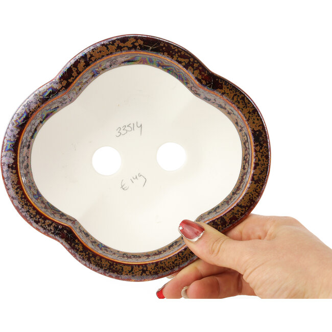 Pot à bonsaï multicolore marron Mokko de Heian Kosen - 170 x 160 x 57 mm