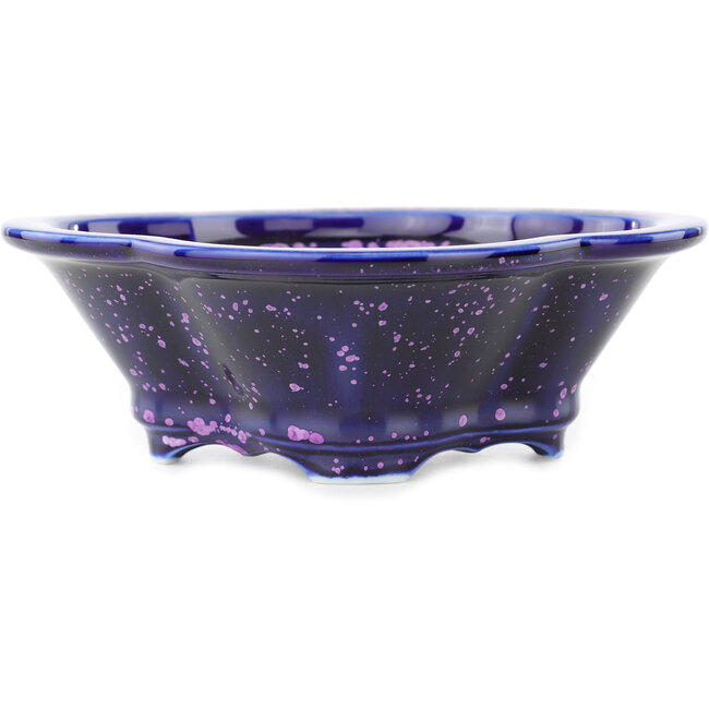 Mokko blue and purple bonsai pot by Heian Kosen - 170 x 160 x 57 mm