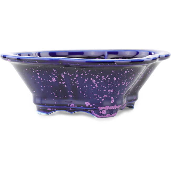 Mokko blue and purple bonsai pot by Heian Kosen - 170 x 160 x 57 mm