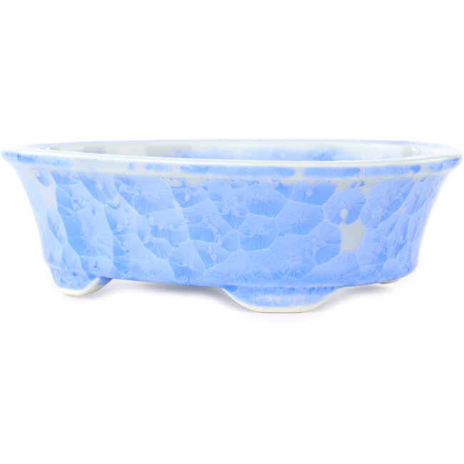 Oval blue bonsai pot by Heian Kosen - 183 x 147 x 53 mm